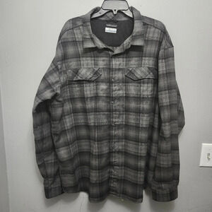 Columbia men's button-down shirt size XXL plaid gray omni-wick